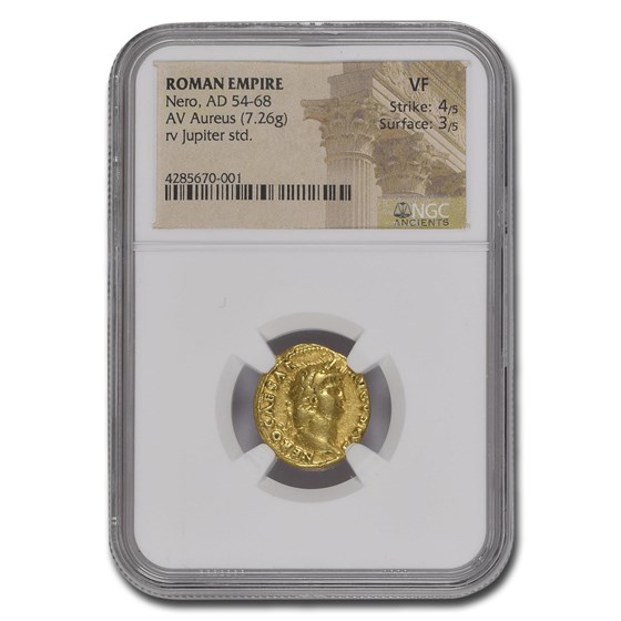 Roman Empire Gold Aureus Emperor Nero (54-68 AD) VF NGC Roman Empire Gold Aureus Emperor Nero (54-68 AD) VF NGC